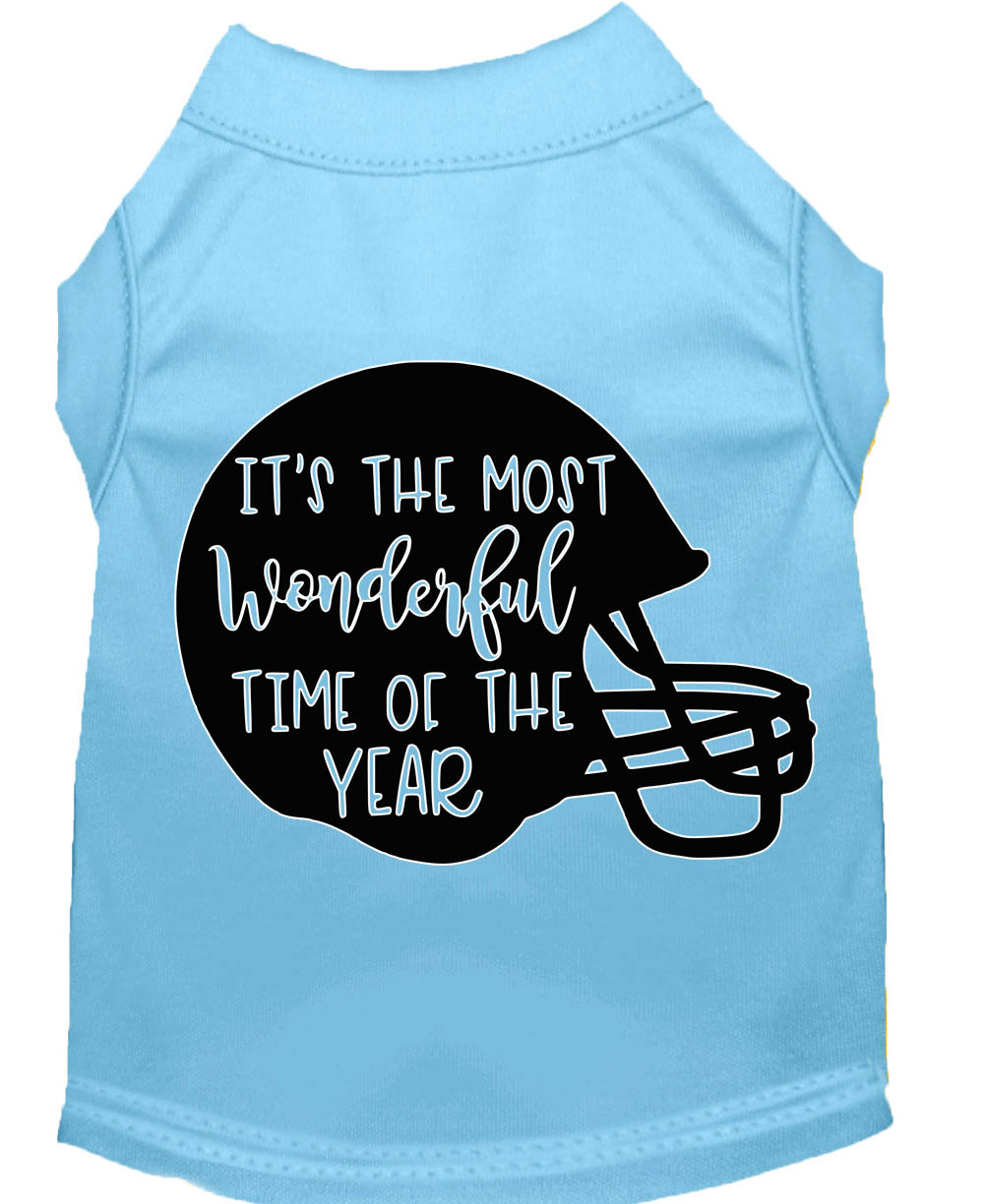 Most Wonderful Time of the Year (Football) Screen Print Dog Shirt Baby Blue XS